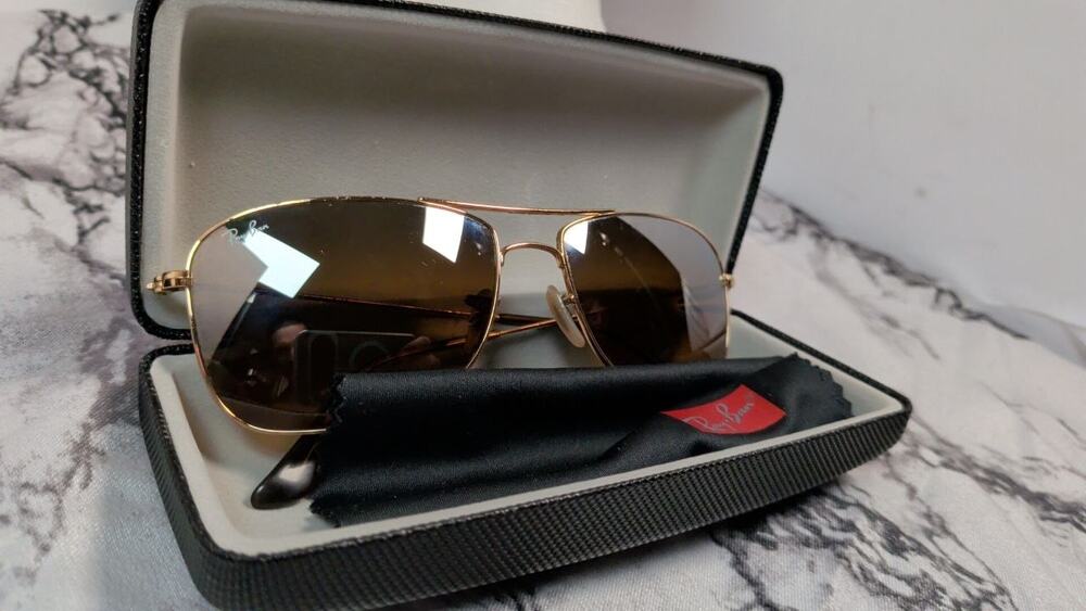 Ray-Ban RB3477 Gold Metal Sunglasses Brown Lenses Made In Italy With Case